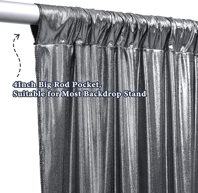 Outpain Thick 30 ft x 10 ft Black Sequin Backdrop Curtain for Parties, Wrinkle Free Glitter Photo Backdrop Drapes 6 Panels 5x10ft Black Back Drop Cloth for Wedding Photography Background