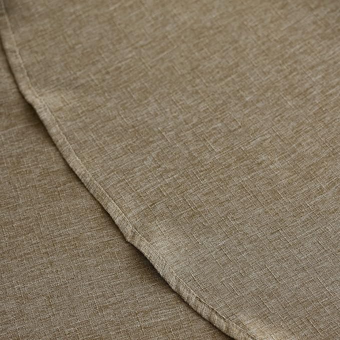 Decorelia Waterproof Faux Linen Farmhouse Round Table Cloth for Indoor/Outdoor, Decorative Rustic Fabric Tablecloth Cover for Party Picnic Dining & Kitchen Table (60 Inch, Round (2-4 Seats), Natural)