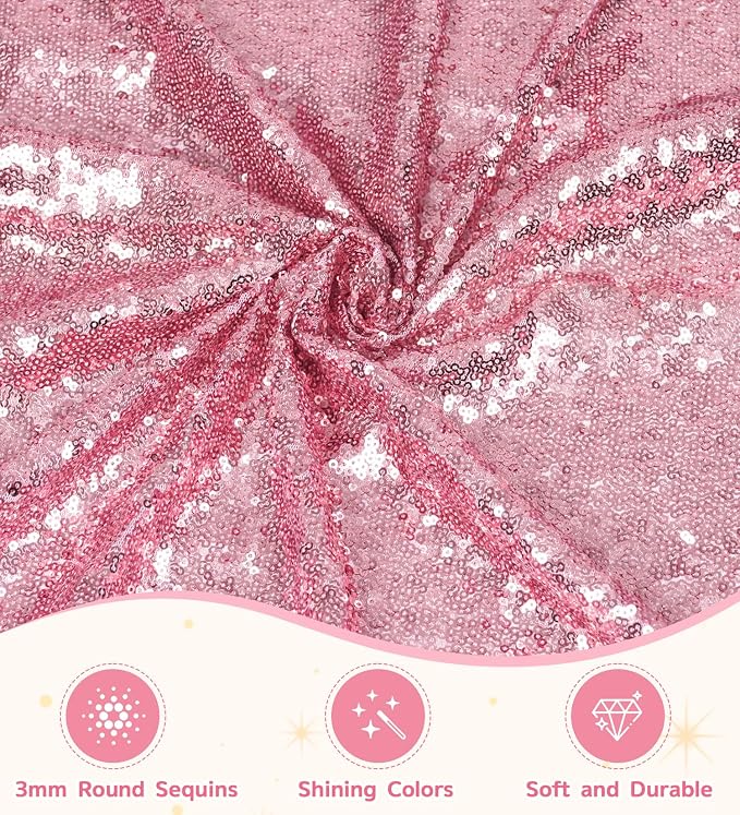 Juya Delight Fuchsia Pink Sequin Tablecloth Rectangular‌ 90" x 132" Table Cloth for Wedding Birthday Party Festival Ceremony Cake Dessert Table Decoration