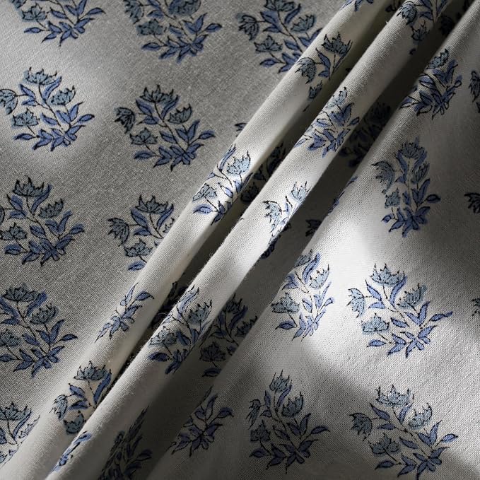 Ridhi Round Tablecloth Hand Block Print 100% Cotton Reusable Sky Beau Blue 120 Inch Table Cover Decorative Everyday Use for Dining, Home, Party, Wedding, Farmhouse, Party Gift for Spring, Mother's Day