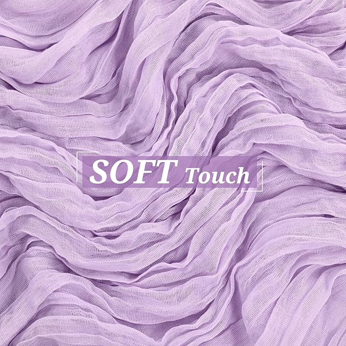 Showgeous 10 Pack Lilac Cheesecloth Table Runner Gauze Table Runner 10FT Long Semi-Sheer Table Runner Boho or Rustic Wedding Table Decor for Wedding Decor Arch Draping Bridal Shower Holiday Party