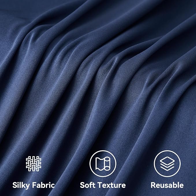 10ft x 20ft Navy Blue Ceiling Drapes for Wedding Parties, Wrinkle Free Thick Polyester 20ft Extra Long Wedding Draping Blue Ceiling Curtains Arch Drapery for Birthday Party Canopy Tent Decor