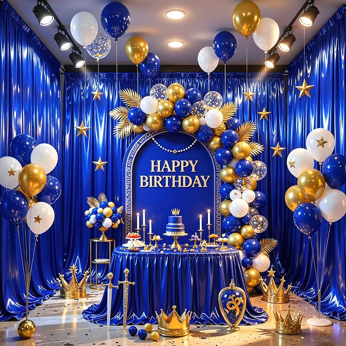 Royal Blue Glitter Backdrop Curtains - 20x12FT Satin Photo Backdrop, Wrinkle-Free Shimmer Back Drop Cloth Shiny Drapes for Photobooth Wedding Birthday Parties Photoshoot Background Decorations