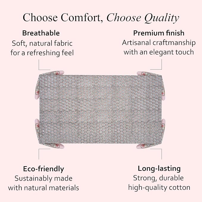 CPC Tablecloth 100% Cotton 72x190 Inch Indian Block Print Rectangle Table Cover, Gray Pink Table Cloth for Weddings, Spring/Summer, Barbeque - Labra Gray