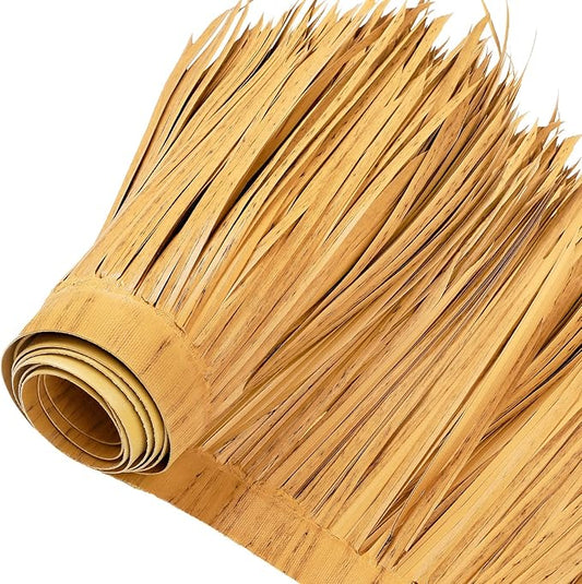 Mexican Tiki Hut Grass Skirting Roof Tiki Bar Grass Duck Blind for Thatch Roofing Bar Decorations Roll Palm Palapa Straw Thatch Roof for Fence Party(Spotted Yellow,79 x 15 Inch)