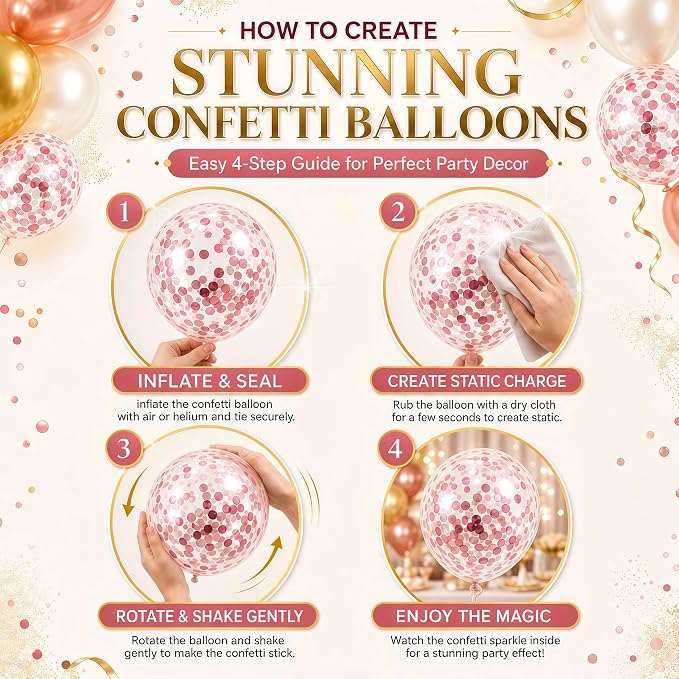 Balloon Column Stand Kit with Balloons, Base and Pole, Balloon Column Kit for Floor or Table Backdrop Decoration for Party Wedding Baby Shower Birthday Graduation (Soft Rose Gold)