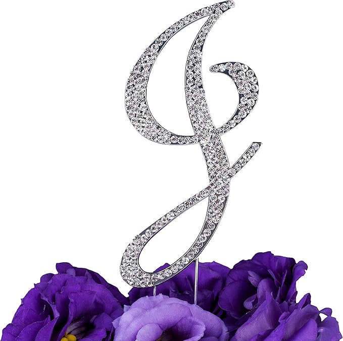 LOVENJOY Gift-Boxed 3" Rhinestone Letter J Cake Topper Initial