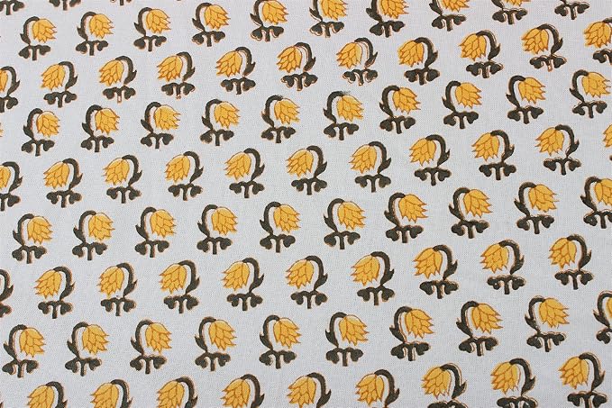 Ridhi Round Tablecloth - Hand Block Print 100% Cotton Reusable Vintage Yellow 110 Inch Table Cover Decorative Use for Dining, Home, Party, Wedding, Farmhouse, Fall, Thanksgiving