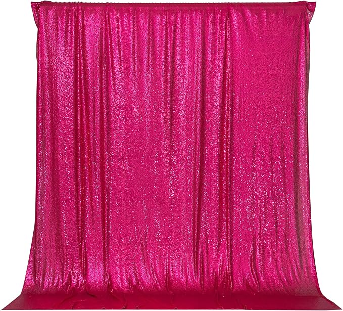 PartyDelight Hot Pink Sequin Backdrop 6x6ft 4 Inch Rod Pocket | Dense 3mm hot pink sequins on mesh backing with 4 inch rod pocket for full body photos ceremony arches party walls and stage
