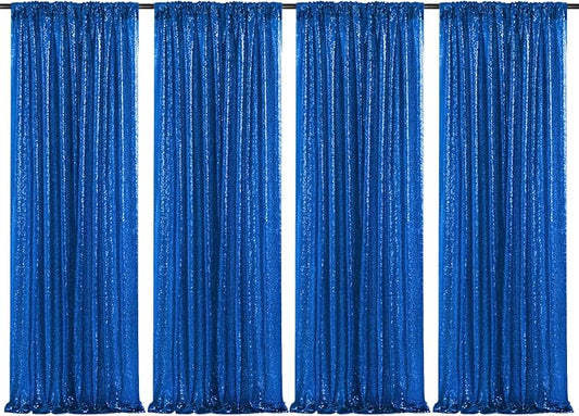 Sequin Backdrop Navy 4 Pieces 2FTx8FT Shimmer Birthday Wedding Photograph Baby Shower Decoration Backdrop Fabric