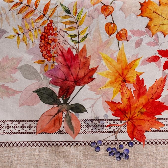 Maison d' Hermine Table Cloth Rectangle Table 100% Cotton 70 x 90 Inches Fall Tablecloth Reusable Everyday Use for Thanksgiving Christmas Decorations Dining Farmhouse Party (Amarante)