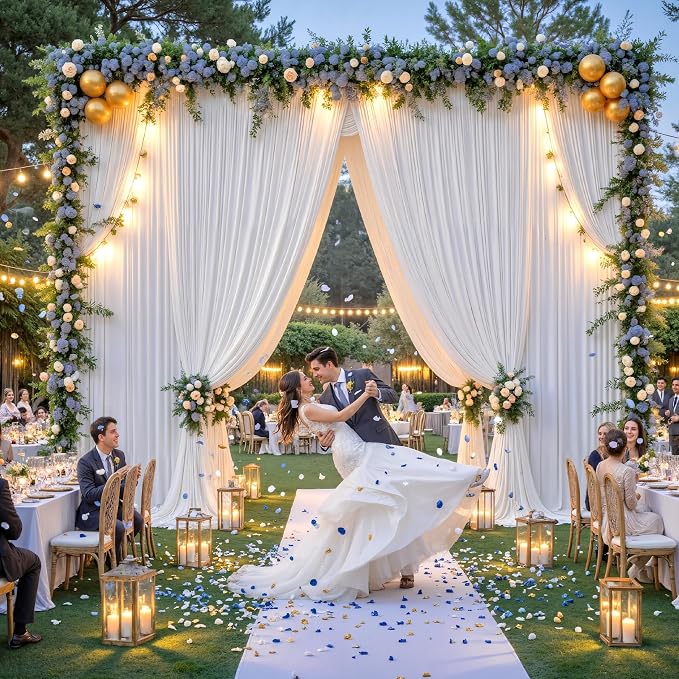 10x12ft White Backdrop Curtains for Parties Wrinkle Free Fabric Backdrop Curtain Wedding Photo Drapes Backdrop for Birthday Party Baby Shower Bridal Shower Photography Back Drop 2 Panels 5x12FT