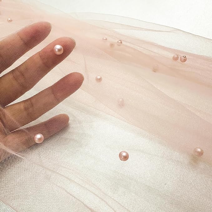 Pearl Pink Gauze Pearl Table Runner 120 Inch 10FT, Seasonal Sheer Dining Holiday Wedding Birthday Baby Shower Tulle Summer Table Decor for Home Party