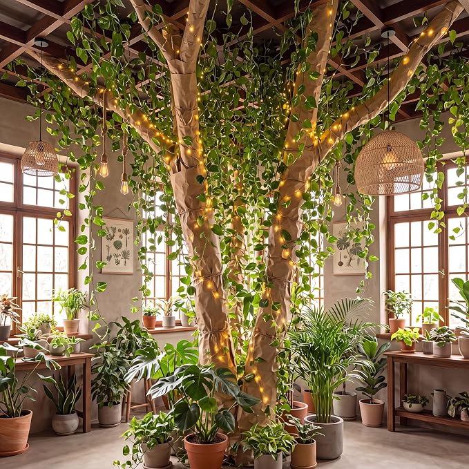 Yinder 41 Pcs Jungle Theme Decoration Set Artificial Hanging Vine Rainforest Greenery Leaves Vines Decor for Classroom VBS Tropical Forest Safari Party Indoor Outdoor Room Wall DIY Decor (Pothos Leaf)
