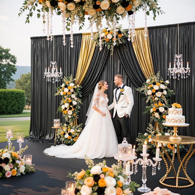 10x10FT Black Sequin Backdrop Curtain for Party - 2 Panels 5x10FT Wrinkle-Free Shimmer Drapes for Birthday, Wedding, Christmas, Decorations & Photography
