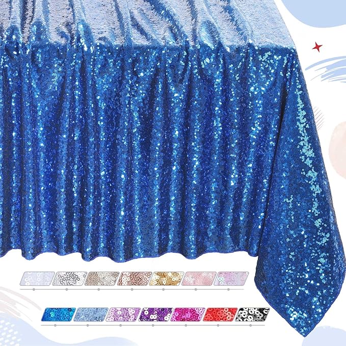 Tablelcoth Royal Blue Birthday Decorations- Sequin Tablecloth 50x80 Inch Square for Party Baby Shower Anniversaries Decorations