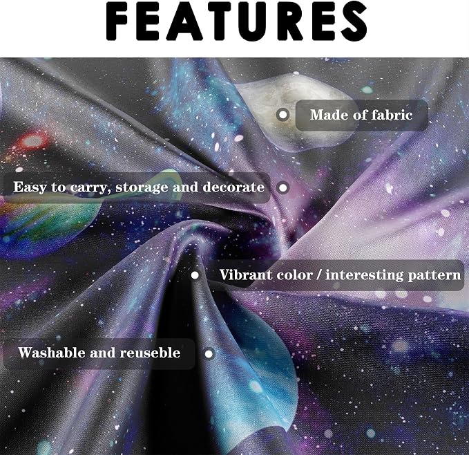 Outer Space Backdrop Starry Galaxy Birthday Party | 95.6 x 70.8 in, Polyester, Outer Space Theme, Lightweight, Reusable, Washable, Birthday Decor, Photo Backdrop