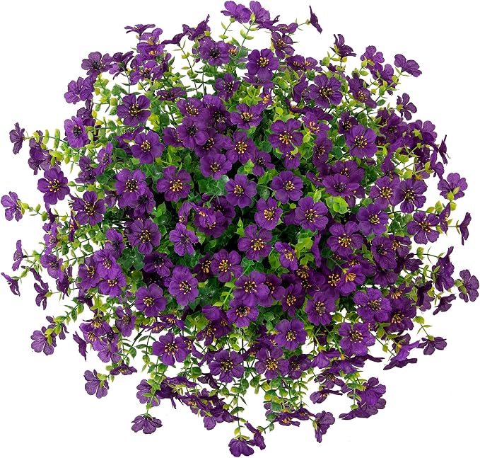 HyeFlora Artificial Fake Hanging Plants Flowers with Basket Outdoor Decor Faux Silk Dasiy Flower Arrangements in Pot Planter for Porch Home Indoor Patio Garden Yard Decoration