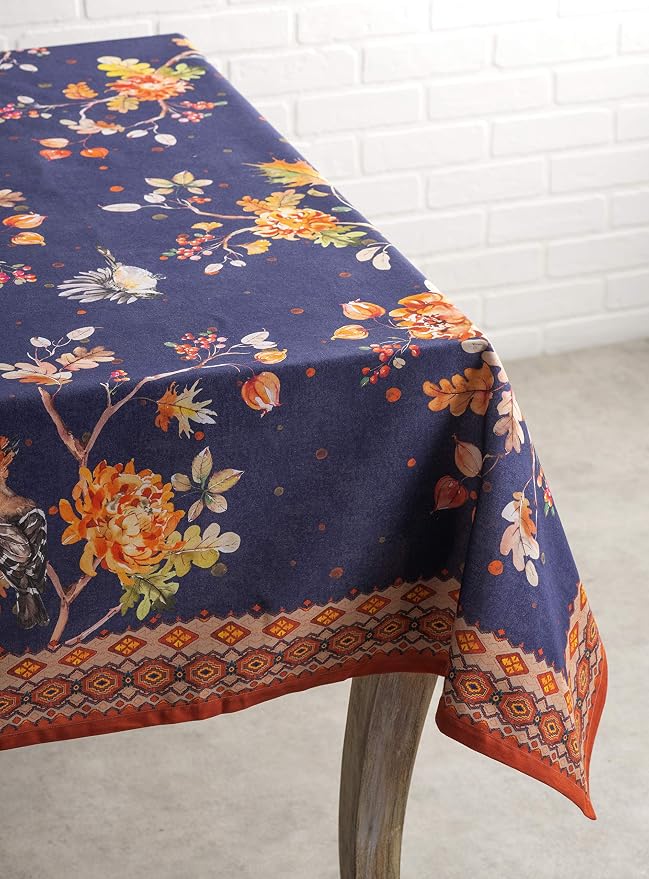 Maison d' Hermine Table Cloth Rectangle Table 100% Cotton 60 x 120 Inches Fall Tablecloth Reusable Everyday Use for Thanksgiving Christmas Decorations Dining Farmhouse Party (Kelim - Infinity)