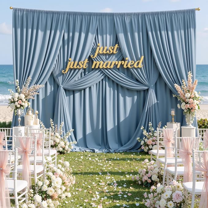 20x14ft Dusty Blue Backdrop Curtains for Wedding Party, 4 Panels 14 ft Long Back Drop Cloth, Wrinkle-Free Polyester Drapes for Birthday, Baby Shower, Stage Photography Background