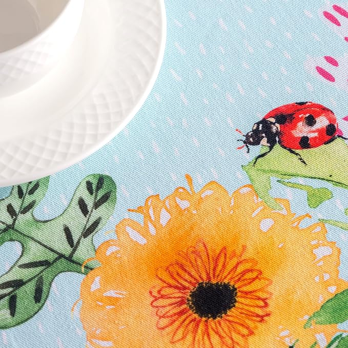 Maison d' Hermine Table Cloth Round Table 100% Cotton 63 Round Inches Tablecloth Reusable Decorative for Dining Kitchen Room Farmhouse Party Home Hotel Restaurant Spring Summer - Jardin D'Ete - Mint