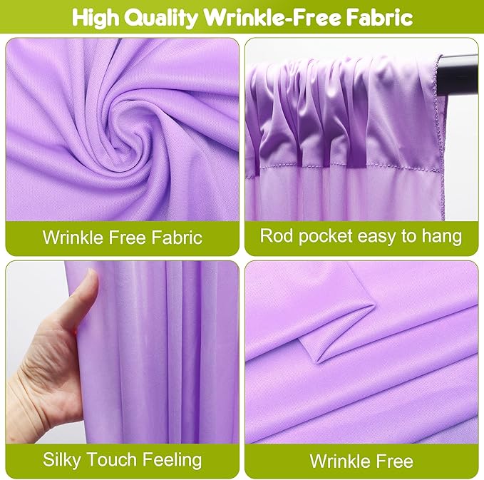 Wokceer Lavender Purple Backdrop Curtain for Wedding Parties 2 Pack 10x10FT Wedding Curtains Photo Backdrop Drapes Polyester for Photoshoot Baby Shower Birthday Party Background 4 Panels 5x10FT