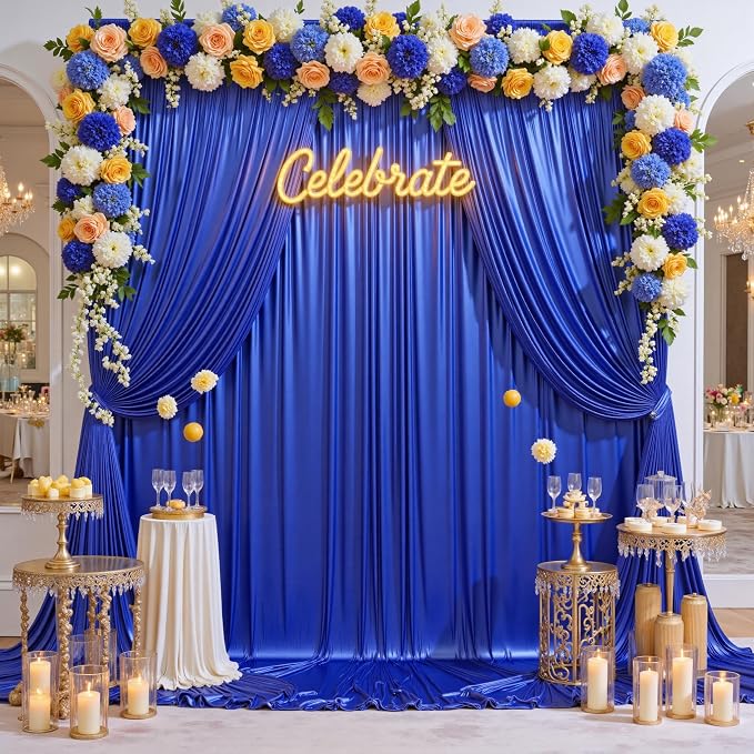 40x10 Wrinkle Free Royal Blue Sequin Backdrop Curtain for Parties-Thick Not Fall-Off Glitter Backdrop Drapes-8 Panels 5x10ft Shimmer Photo Back Drop Cloth for Wedding Birthday Photography Background