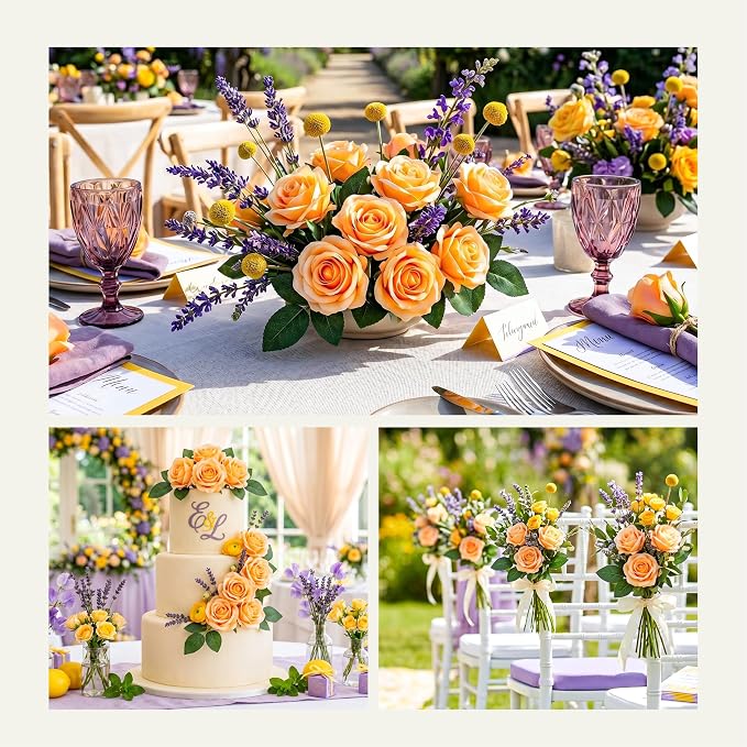 Auihiay 60PCS Artificial Roses, Champagne Roses, Velvet Silk Roses, Realistic Artificial Flowers for Wedding Centerpiece Decor, Bridal Bouquets, Father's Day Decor, Birthday & Valentine's Day Gift