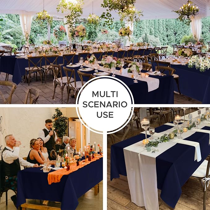 Fitable 8 Pack Rectangle Tablecloths: Stain Resistant Wrinkle Free Table Clothes, Washable Reusable Polyester Table Covers for Wedding Party Birthday Banquet Reception(Navy, 60x102 Inch)