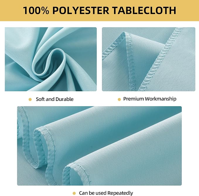6-Pack Round 120-inch Dusty Blue Table Cloths, Solid Stain and Wrinkle Resistant Circular Tablecloth, Premium Plain Weave Polyester Fabric Table Linen Covers for Hotel, Banquet
