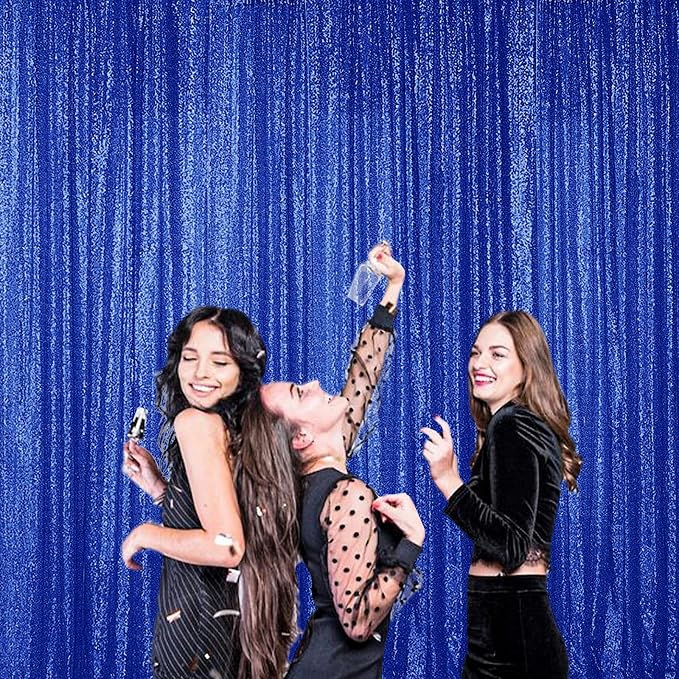 Sugargirl Royal Blue Sequin Backdrop Curtain 6 Panels 2FTx8FT Glitter Royal Blue Background Drapes Sparkle Photography Backdrop for Party Wedding Birthday Wall Decoration