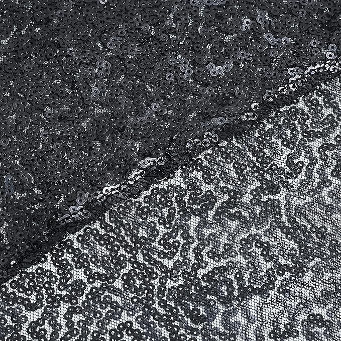 Sugargirl Halloween Black Sequin Backdrop Curtain 4 Panels 2FTx8FT Glitter Black Background Drapes Sparkle Photography Backdrop for Party Wedding Birthday Wall Decoration