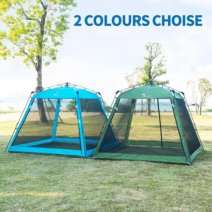 Pop Up Screen House Gazebo 8.2'x8.2'x75'' – Instant Portable Canopy with Mosquito Netting & UPF Sun Protection, Tool-Free 1-Minute Setup, Foldable Outdoor Tent for Backyard, Camping, Garden.Blue