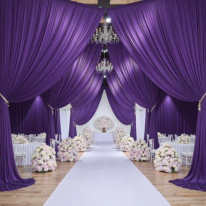 Wrinkle Free Purple Backdrop Curtains for Parties, Purple Photo Curtains Backdrop Drapes 2 Panels Back Drop Cloth Draping for Wedding Birthday Photography Background Decor,10ftx10ft