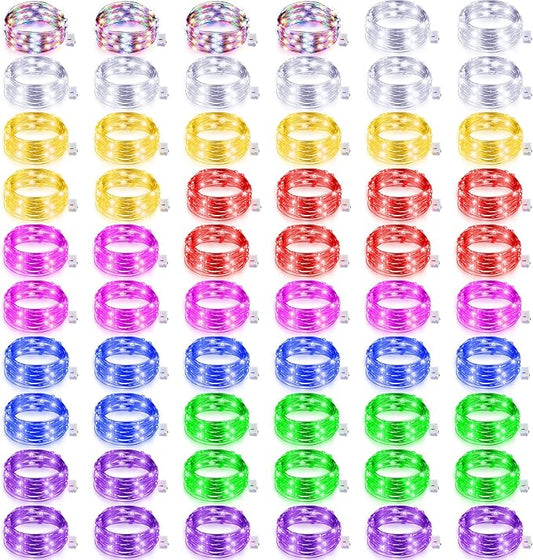 Tuanse 150 Pack LED Fairy Lights Colored Battery Operated String 3 Speed Modes 7 ft 20 LED Starry Wedding Decoration Waterproof Wire Twinkle Light for DIY Jar Bedroom Party Supplies (Multi Color)