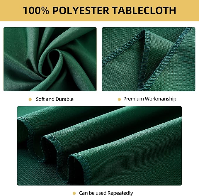 6-Pack 60x120 inch Blackish Green Table Cloths, Solid Stain and Wrinkle Resistant Oblong Tablecloth, Premium Plain Weave Polyester Fabric Rectangle Table Linen Covers for Hotel, Wedding