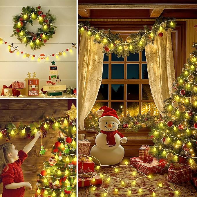 2 Pack Battery Operated String Lights Indoor Outdoor - 45FT 100 LED Fairy Lights with Remote, Waterproof Globe Light 8 Modes with Timer for Bedroom Classroom Dorm Girl's Room Decorations, Warm White