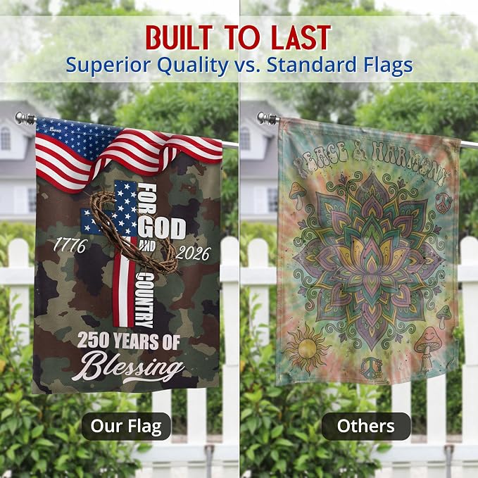 FLAGWIX American 250 Years of Blessing Flag - Polyester Double-sided Yard Flags For Outside House Flag (29.5" x 39.5") - 4th of July Memorial Day Decorations, Gifts For Men Veteran Army Military