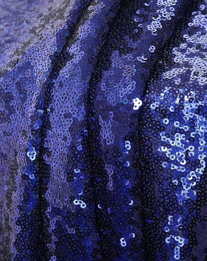 Eternal Beauty Navy Blue Tablecloth, 90x132 Inch Sequin Rectangle Table Cover for Cake Dessert Exhibition Party Birthday Events