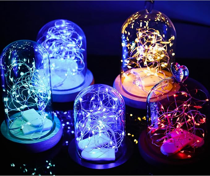 20 Packs Fairy String Lights, 6.6FT 20 LEDs Battery Operated Silver Copper Wire Starry String Light for DIY Party Christmas Costume Wedding Easter Table Decorations (Multicolor)