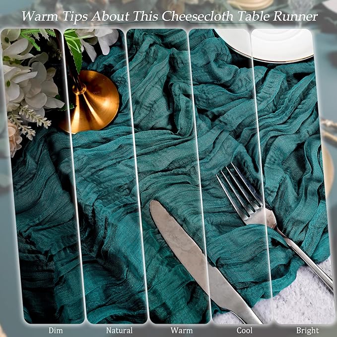 10 Pack Teal Cheesecloth Table Runner 17x108 Inch Semi Sheer Boho Rustic Gauze Cheese Cloth Table Runners for Wedding Party Birthday Baby Shower Home Décor