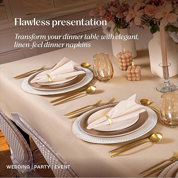200-Pack Disposable Linen-Feel Luminous Orange Napkins, 12" x 17" Cloth-Like Paper Dinner Napkins For Wedding, Bathroom, Party Or Event
