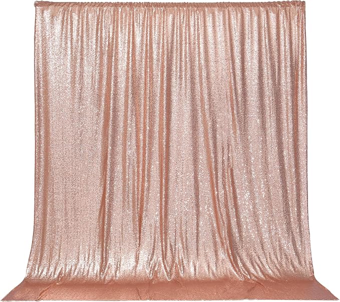 PartyDelight Rose Gold Sequin Backdrop 6x8ft 4 Inch Rod Pocket | Dense 3mm rose gold sequins on mesh backing with 4 inch rod pocket for full body photos ceremony arches party walls and stage