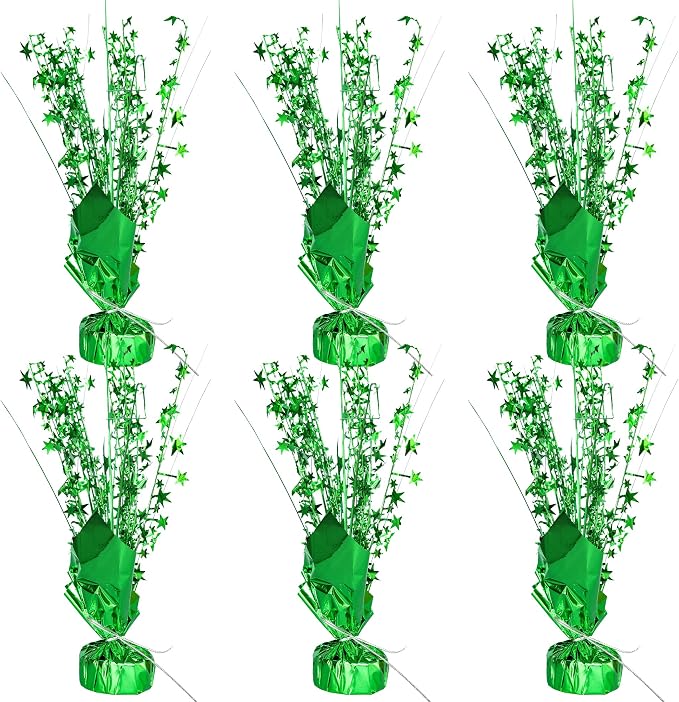 Gyufise 6 Pack Metallic Foil Spray Centerpiece Star Table Decoration Burst Table Centerpieces Table Decor for Birthday Wedding Anniversary Graduation Holiday Party Supplies Green