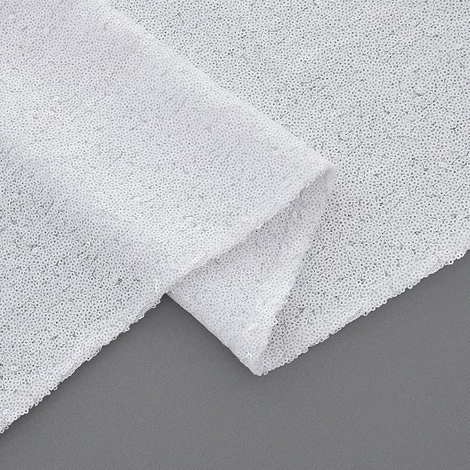 2 Packs 12 x 72 inches Sequin Table Runner, White Glitter Table Runner for Birthday Party Supplies Wedding Engagement Baby Shower Holiday Celebration Event Decorations