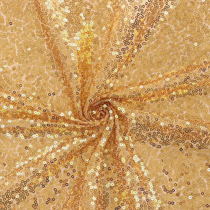 6 Pack Sequin Table Runner Sequin Table Cloths 12" x 108" Sparkle Table Runner for Baby Bridal Shower Wedding Birthday Party Table Decor (Champagne Gold)