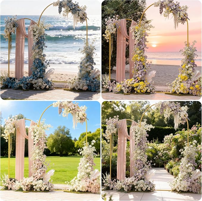 7.2FT+6FT Arch Wedding Arch Backdrop Stand, Heavy Duty Metal Arch Frame for Balloons, Flowers & Fabric, Event Decoration Stand for Ceremony, Party & Photos