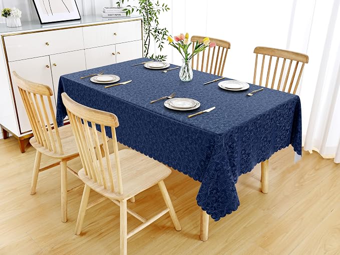 Smiry Rectangle Table Cloth, Waterproof Heavy Duty Vinyl Tablecloths, Wipeable Washable Table Cover for Kitchen and Dining Room (Dark Blue, 60" X 84")