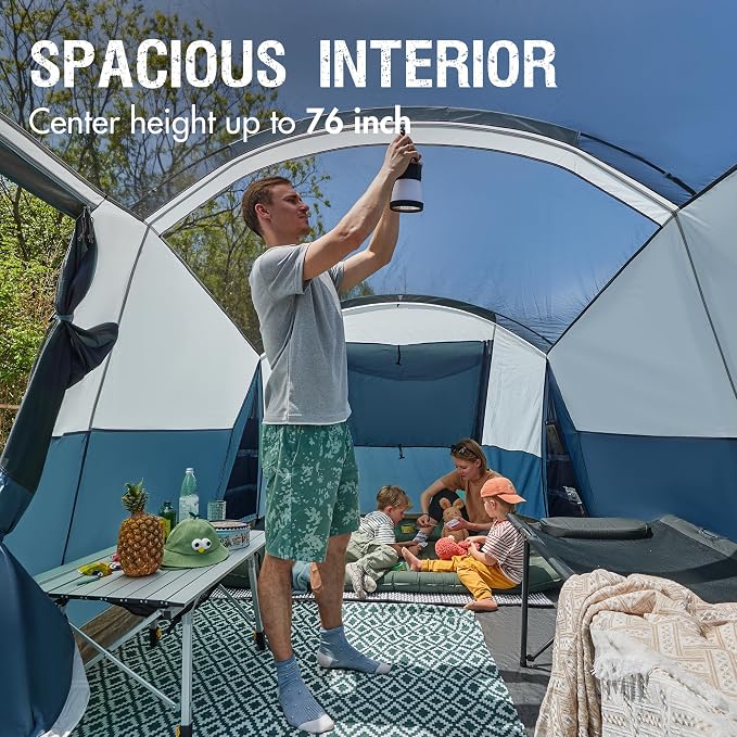 PORTAL 6/8/10 Person Family Camping Tent with Screen Room, Water Resistant Big Tunnel Tents with Rainfly, Large Family Tent for Camping, Outdoor, Patio