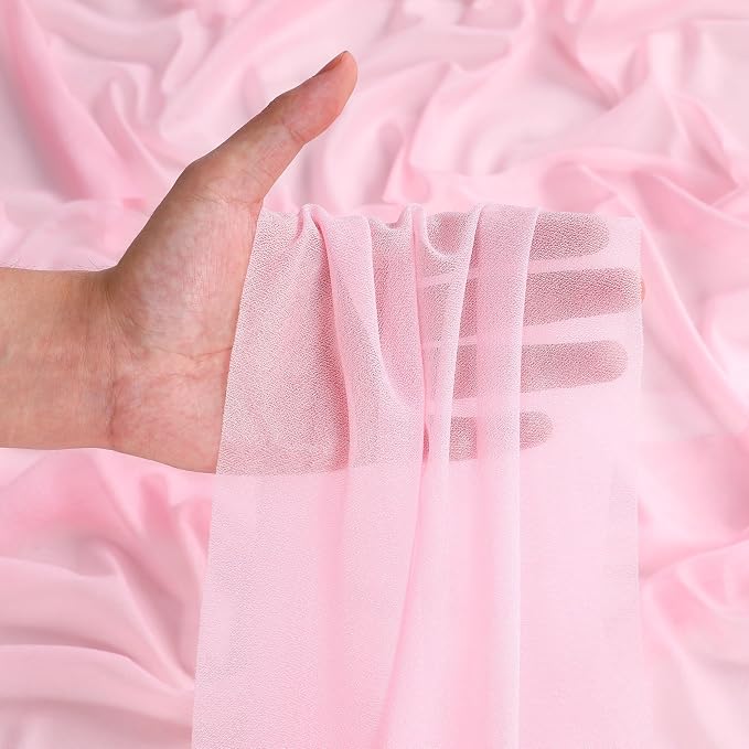 QueenDream Pink Chair Sashes Wedding Aisle Decorations: 50 Packs 8ft Long Draping Fabric Sheer Church Chair Cover Bulk for Party Banquet